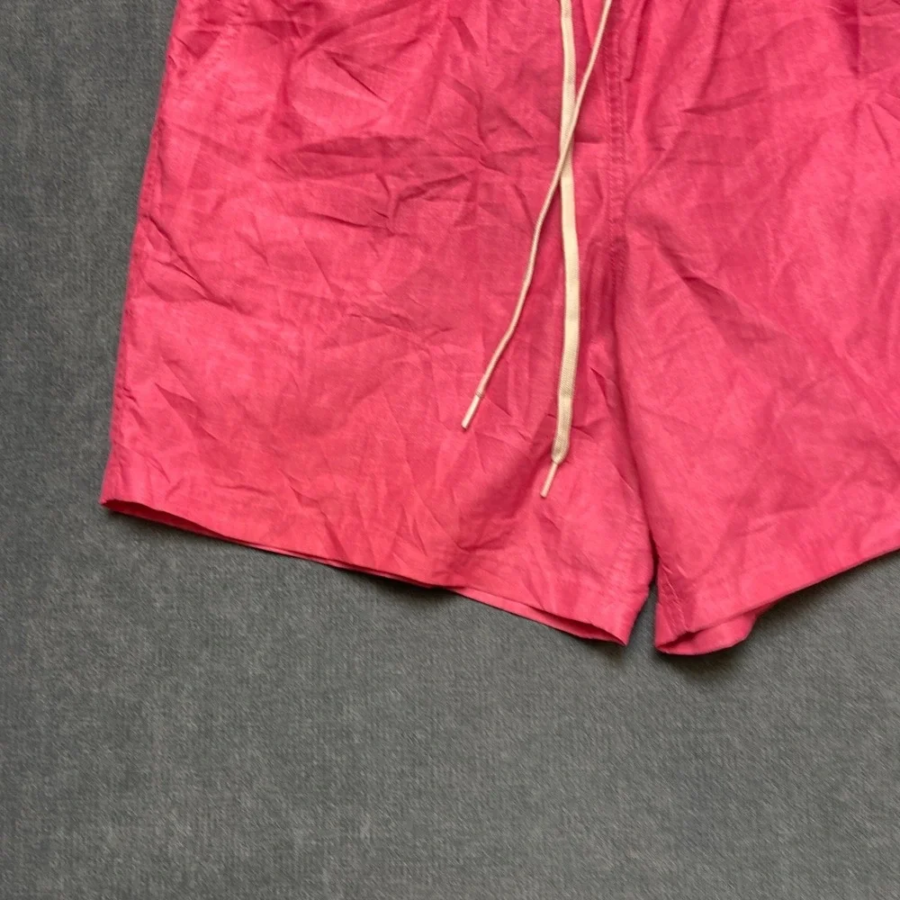 Calvin Klein Trunks Shorts Men Pink Logo Patch Drawstring Slash Pockets Swimwear